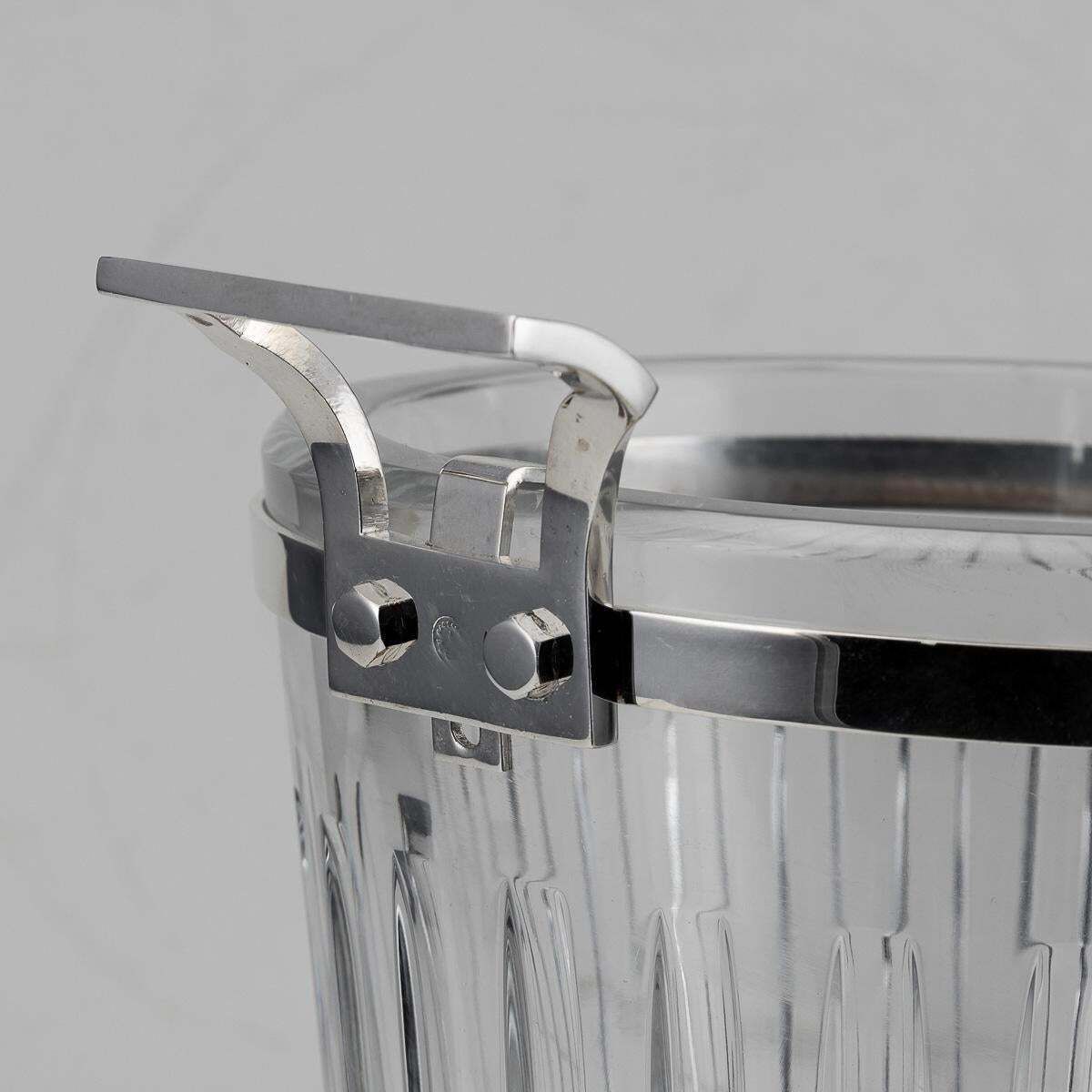 Stunning 20th Century French Silver Plated & Baccarat Glass Wine Cooler C.1960 photo vintage