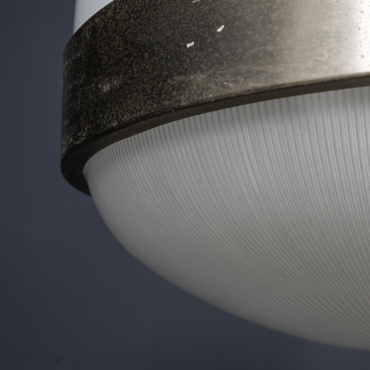 photo vinterior 20thc Italian Pair Of "Delta" Opaline Pendant Lights By Sergio Mazza C.1960