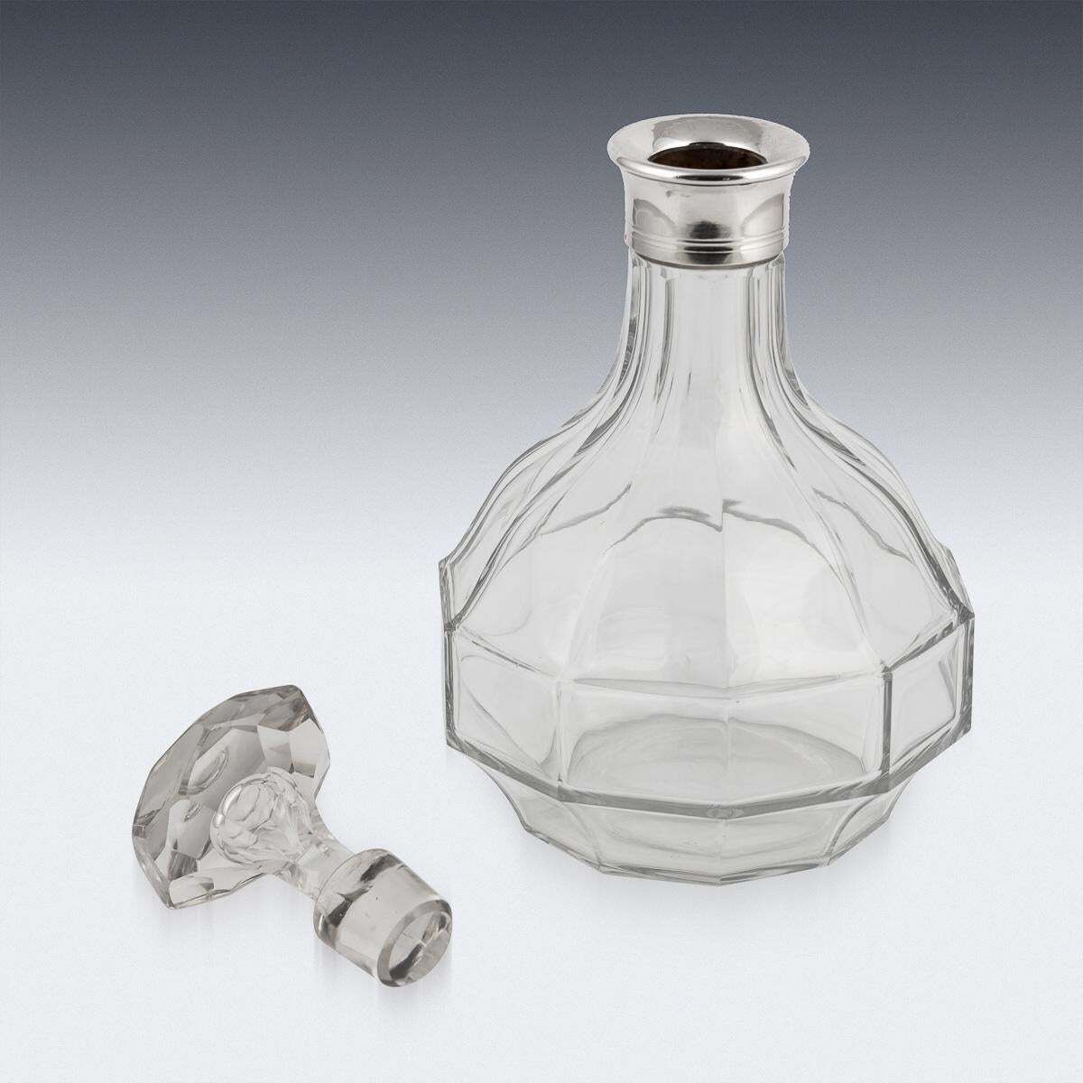 Stunning 20th Century French Solid Silver & Cut Glass Decanter photo 810.0