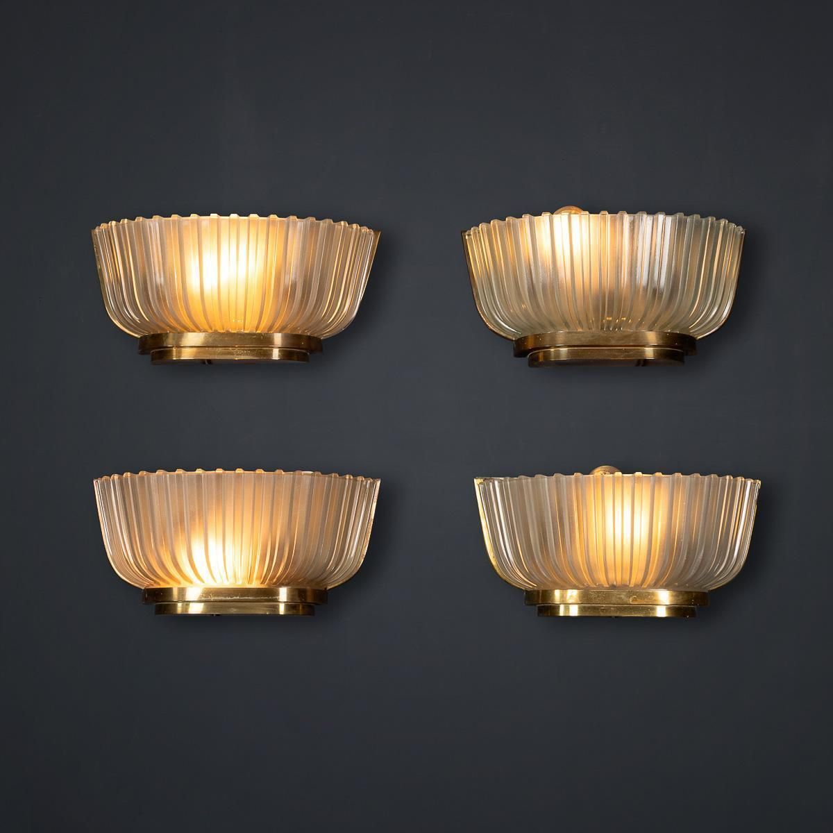 20thc Set Of Four Murano Opaque Glass Wall Sconces, Archimede Seguso C.1940 photo furniture