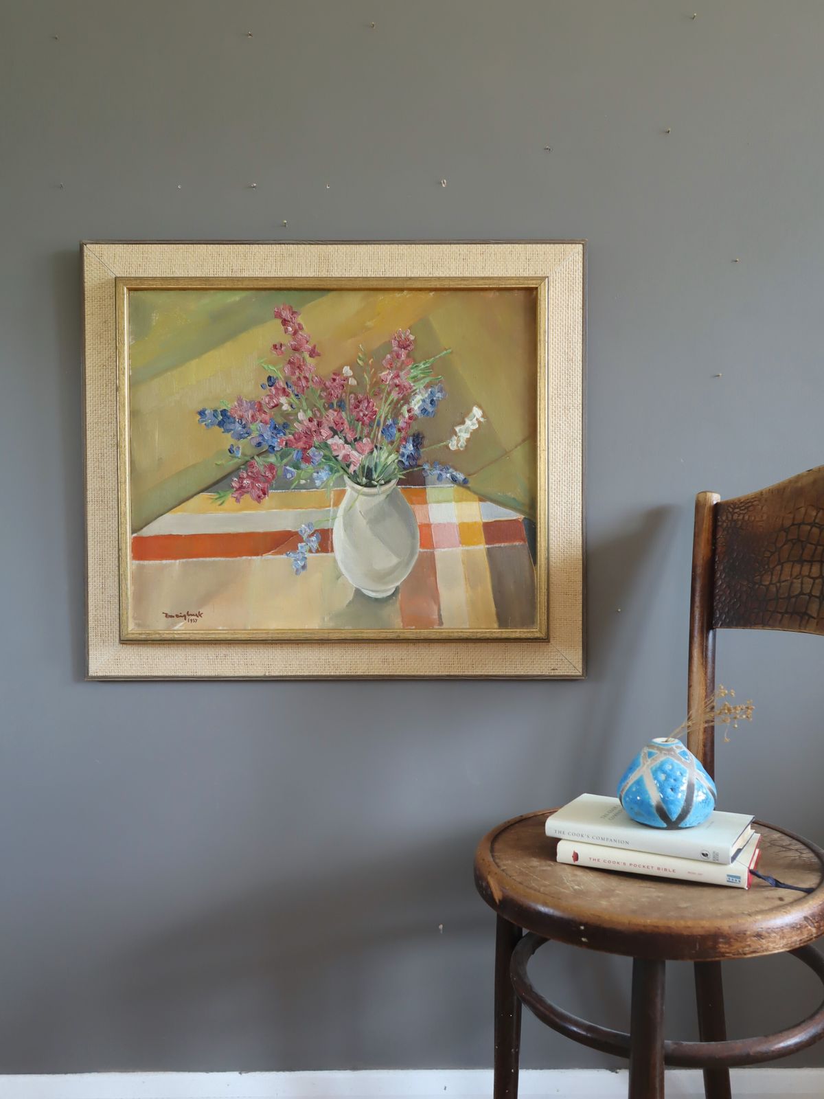 Bouquet In Afternoon Light , Oil Painting photo furniture