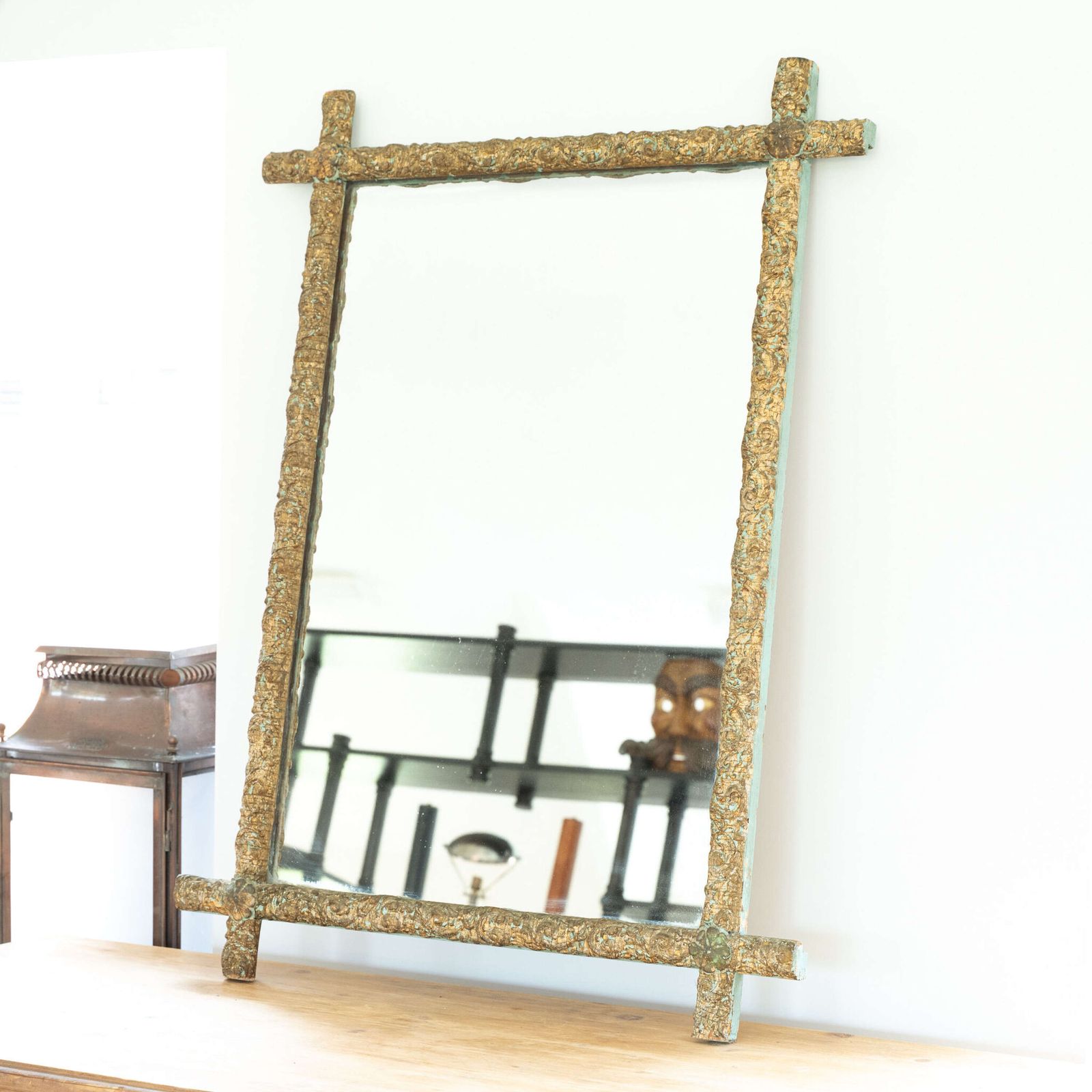 Gilt And Painted Carved Mirror