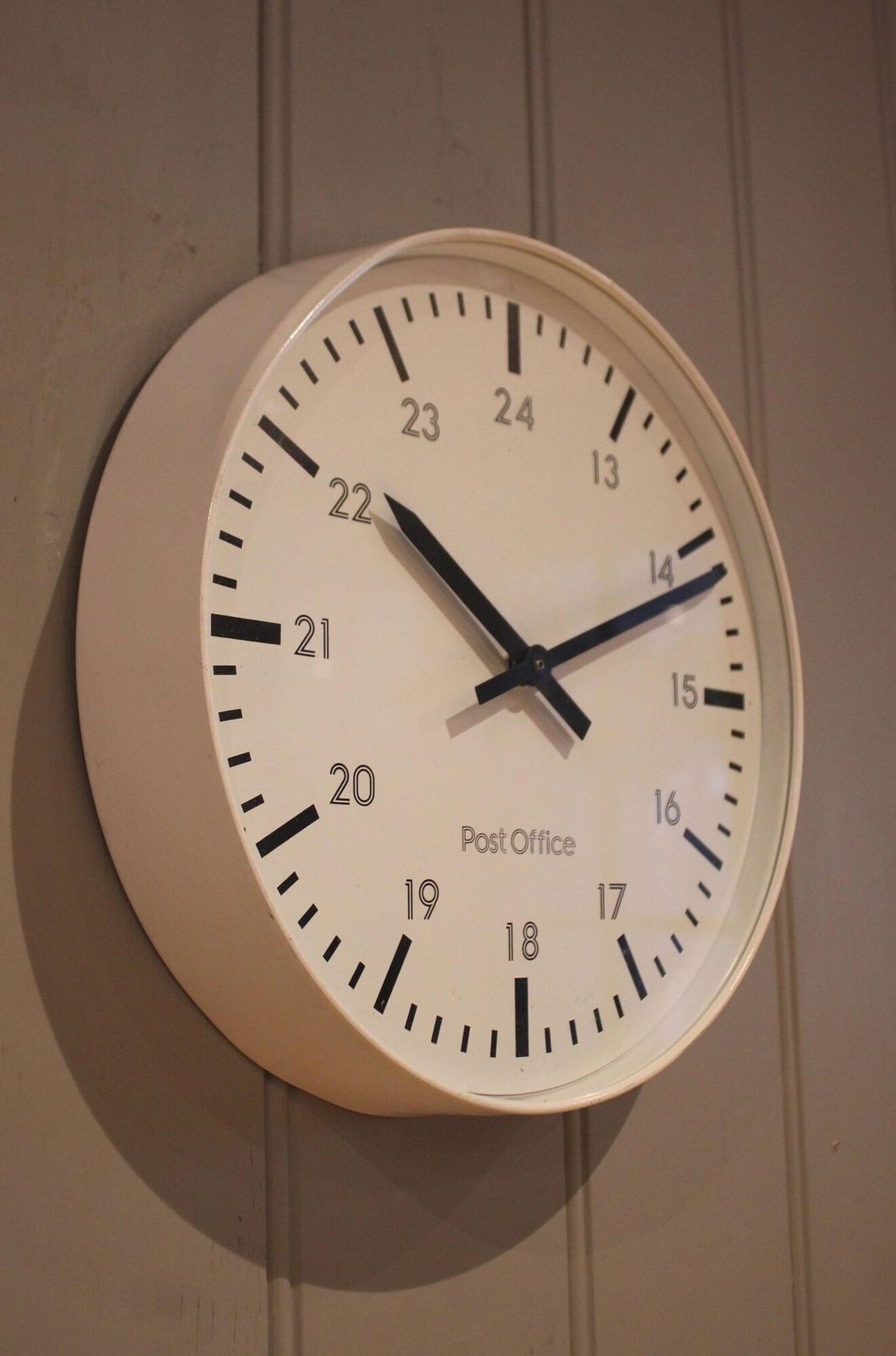 Vintage Cream Post Office Wall Clock photo for sale