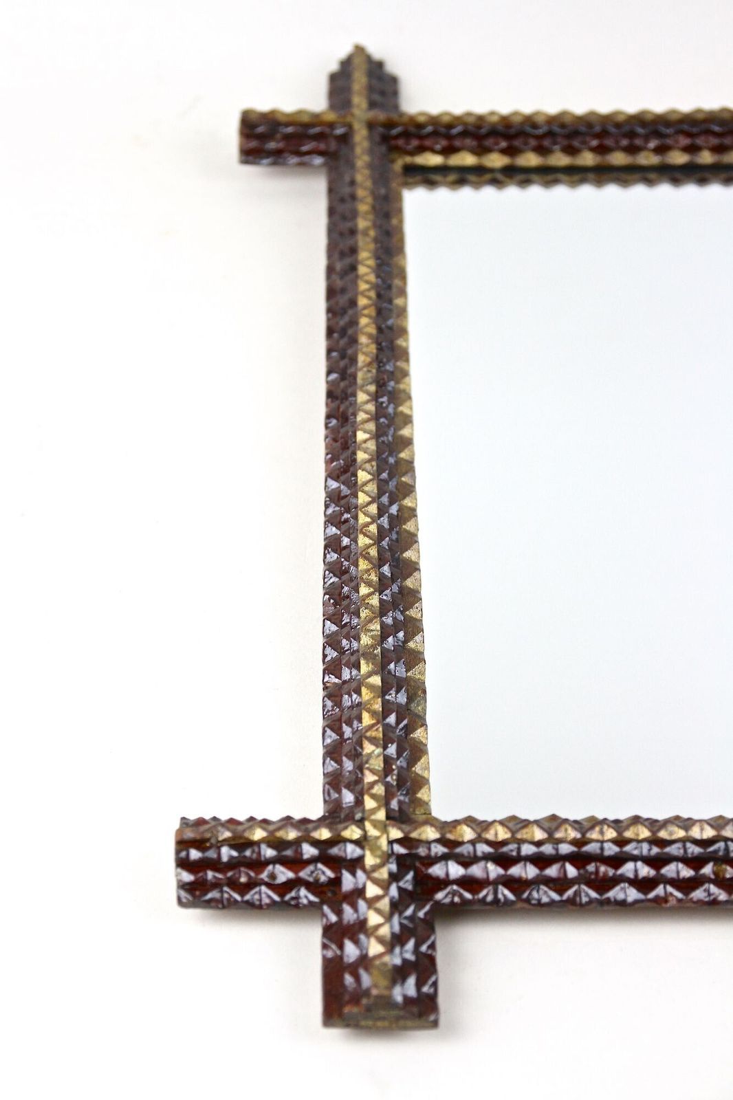 Home Decor Rustic Tramp Art Wall Mirror   Handcarved, Late 19th Century, Austria Ca. 1880 photo