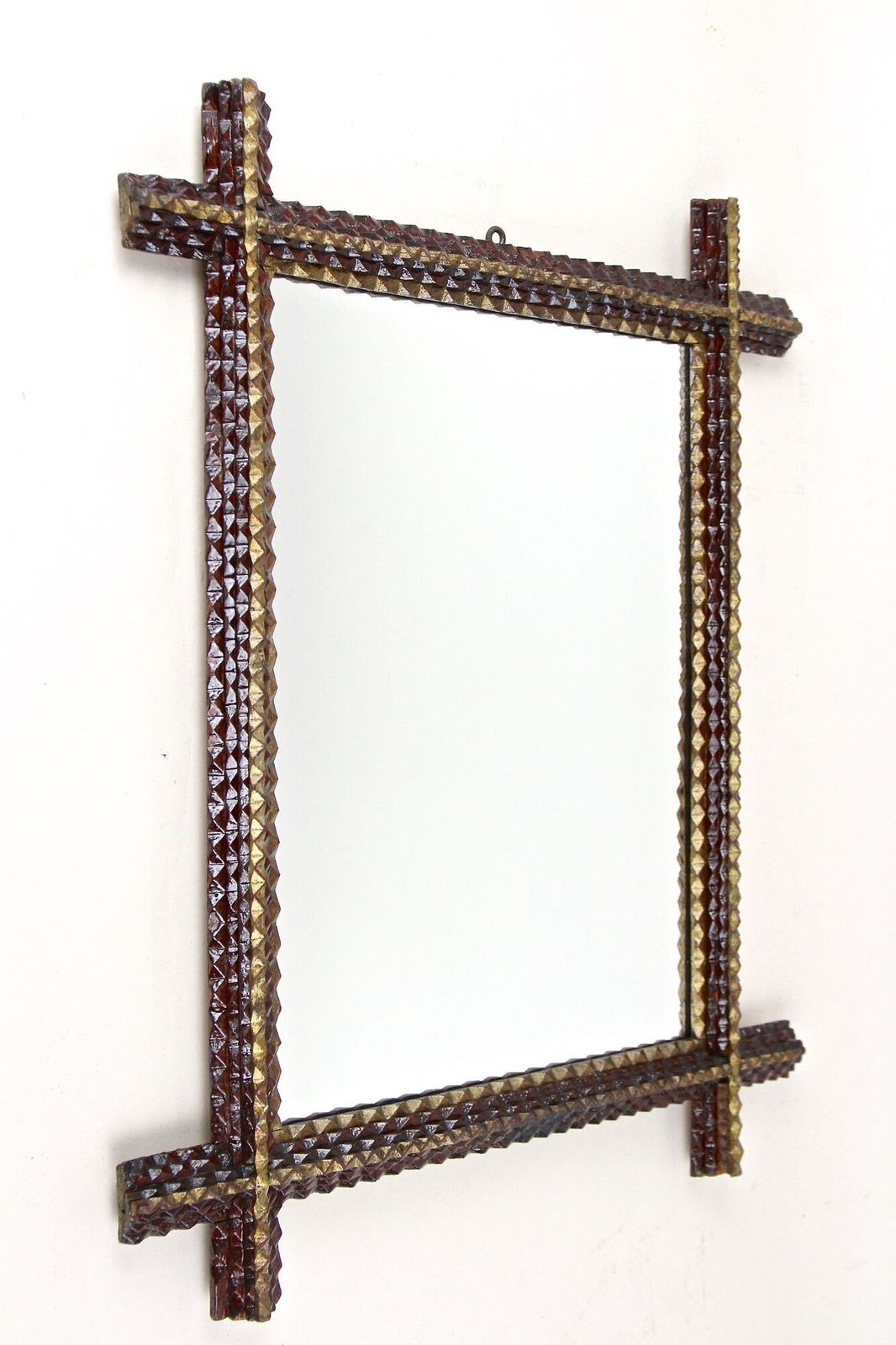 1045.0 Rustic Tramp Art Wall Mirror   Handcarved, Late 19th Century, Austria Ca. 1880 photo