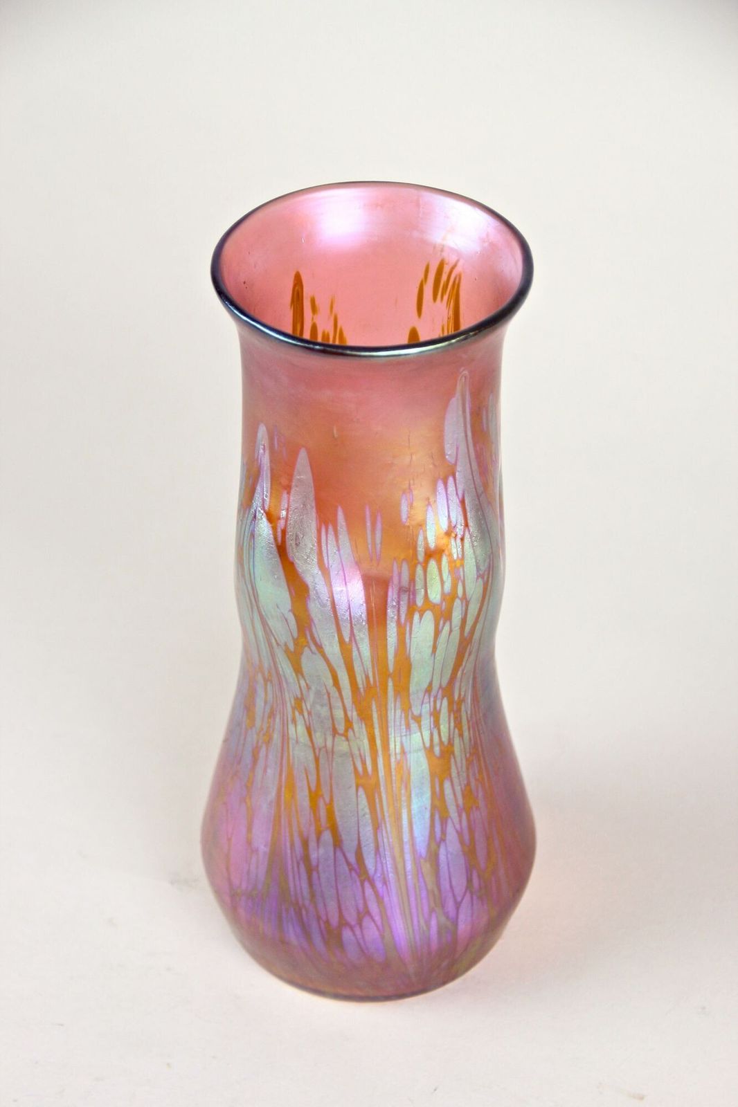 Art Nouveau Glass Vase By Loetz Witwe   Decor Medici Pink Iridescent, Cz, 1902 photo vinterior
