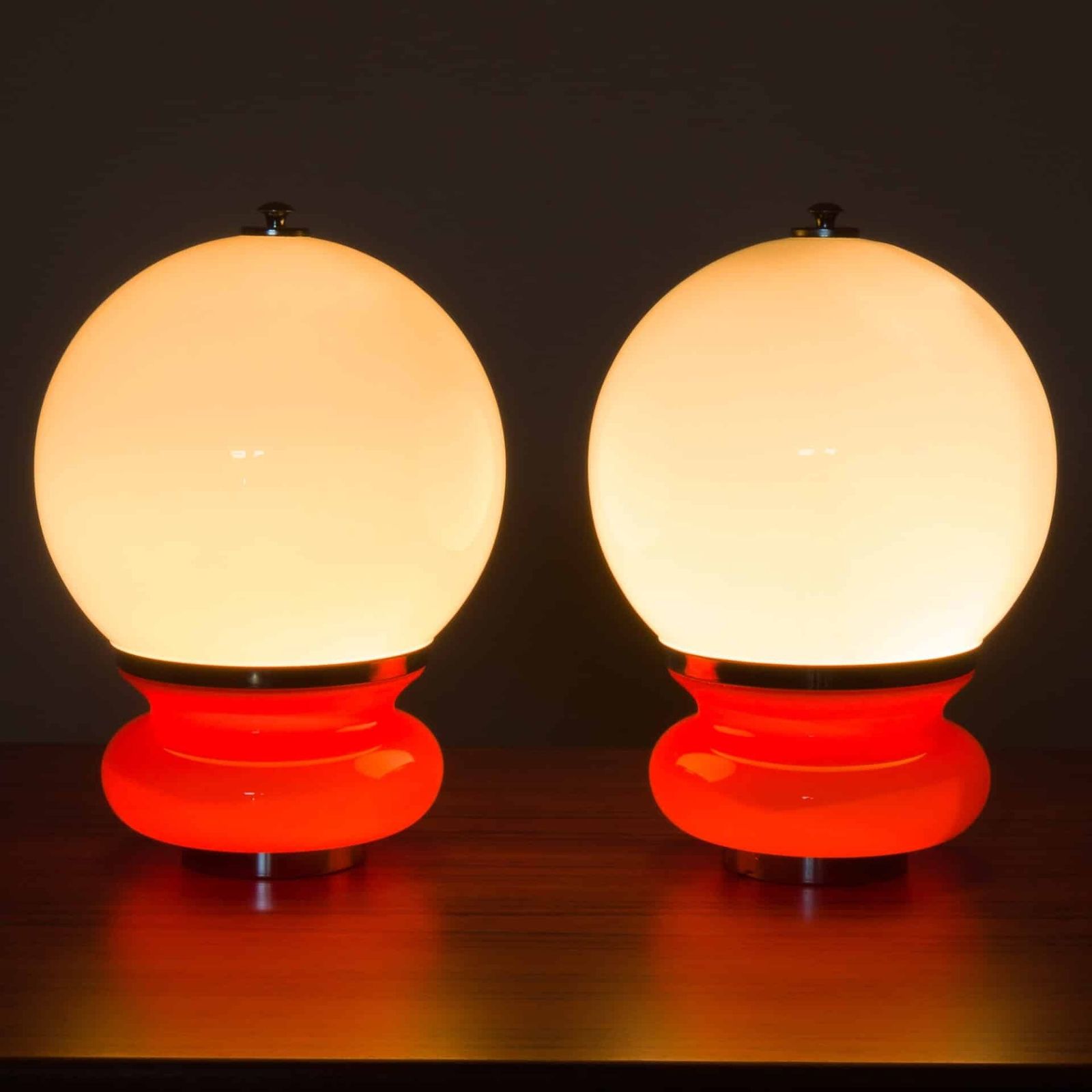 Pair Italian Space Age Mazzega Murano Glass Table Lamps Attr. To Carlo Nason, Italy, 1970s photo Lighting