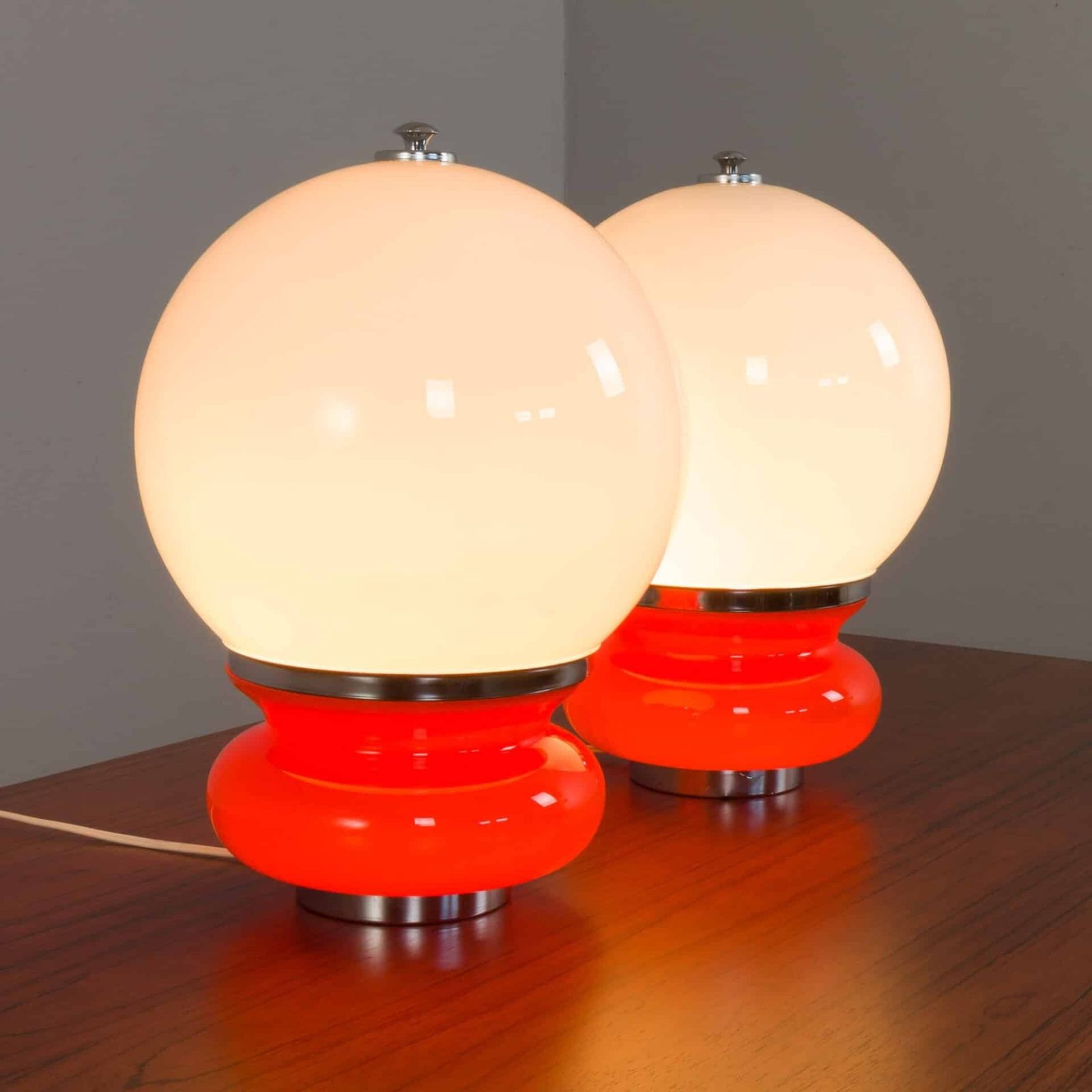 Pair Italian Space Age Mazzega Murano Glass Table Lamps Attr. To Carlo Nason, Italy, 1970s photo 1182.0