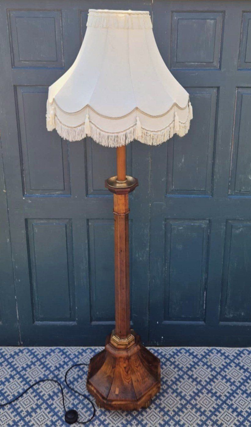 photo furniture Octagonal Pine Torchere Standard Lamp