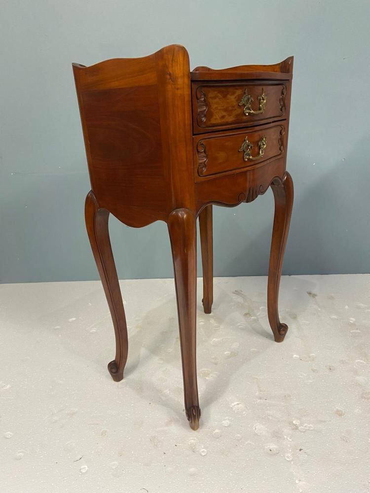 photo furniture Pair French Walnut Nightstands Bedside Chests