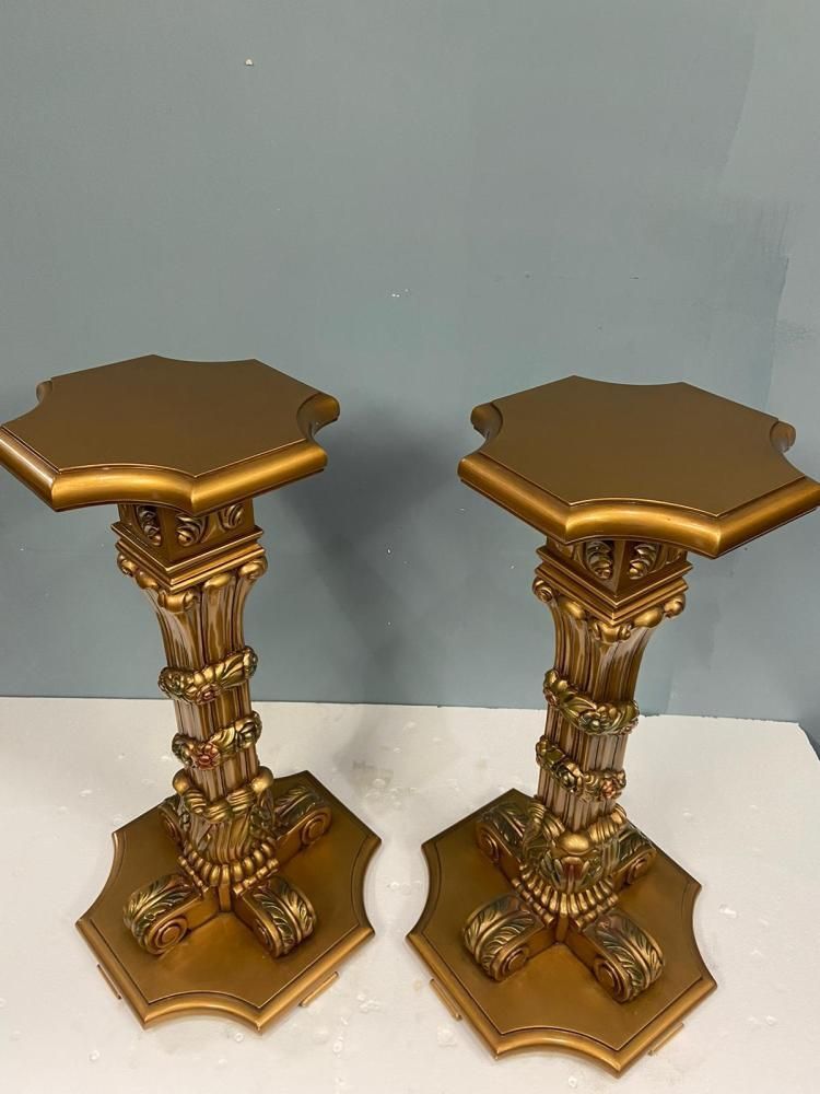photo vinterior Pair French Gilt Pedestal Stands Neo Classical Baroque