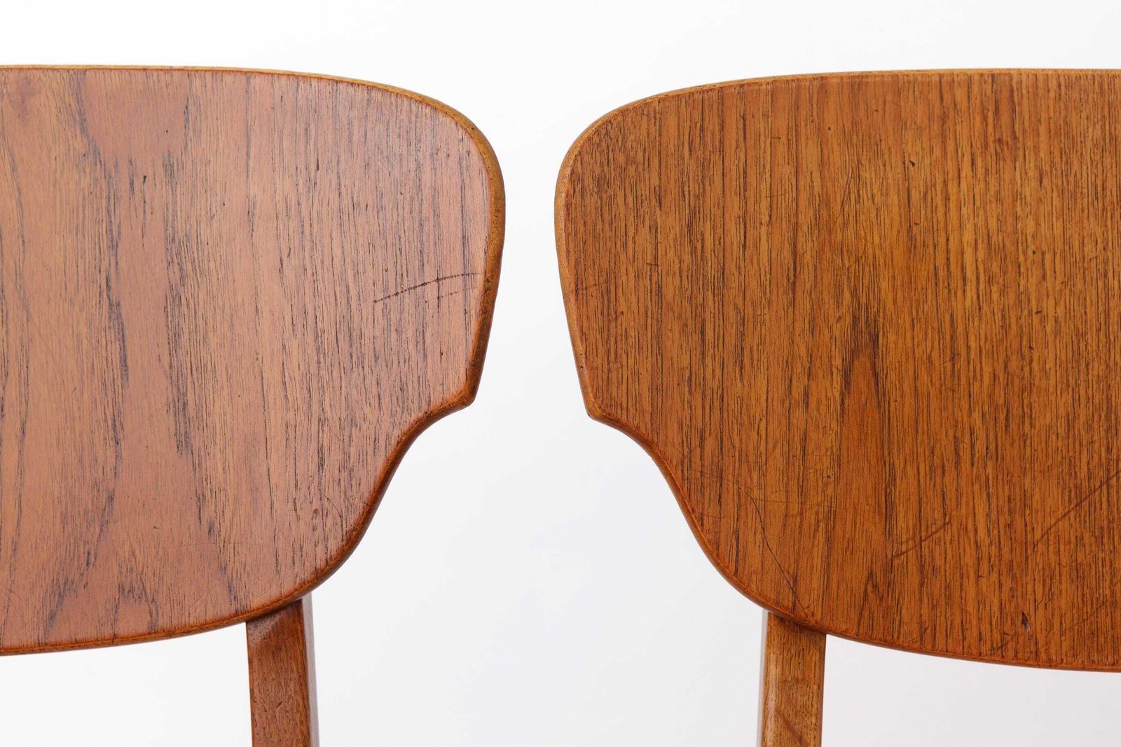 Set Of 4 Danish Dining Chairs – Teak & Oak, 1960s, Red Orange Upholstery photo 1523.0