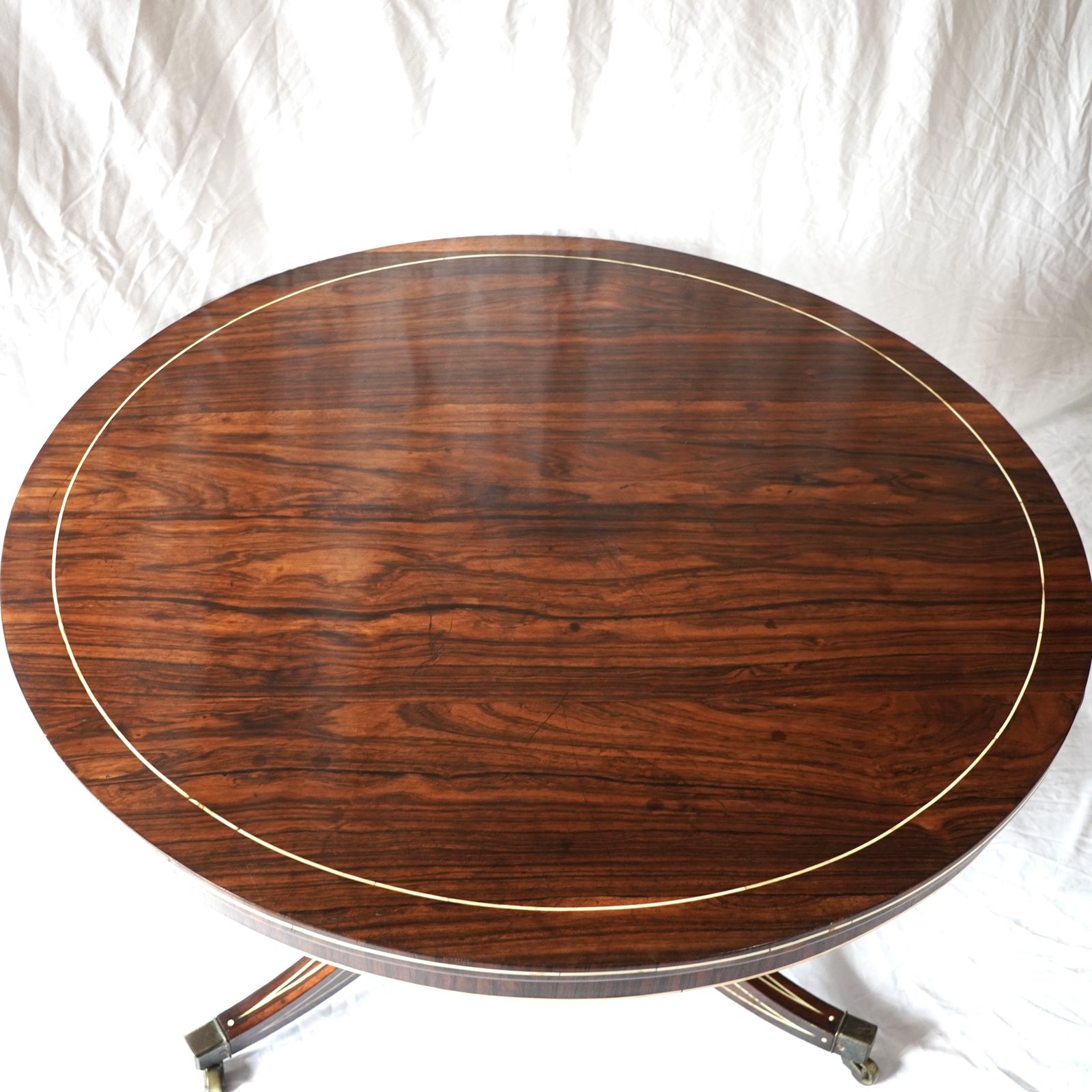 photo vinterior Fine Regency Rosewood And Ivory Inlaid Circular Tilt Top Centre Table