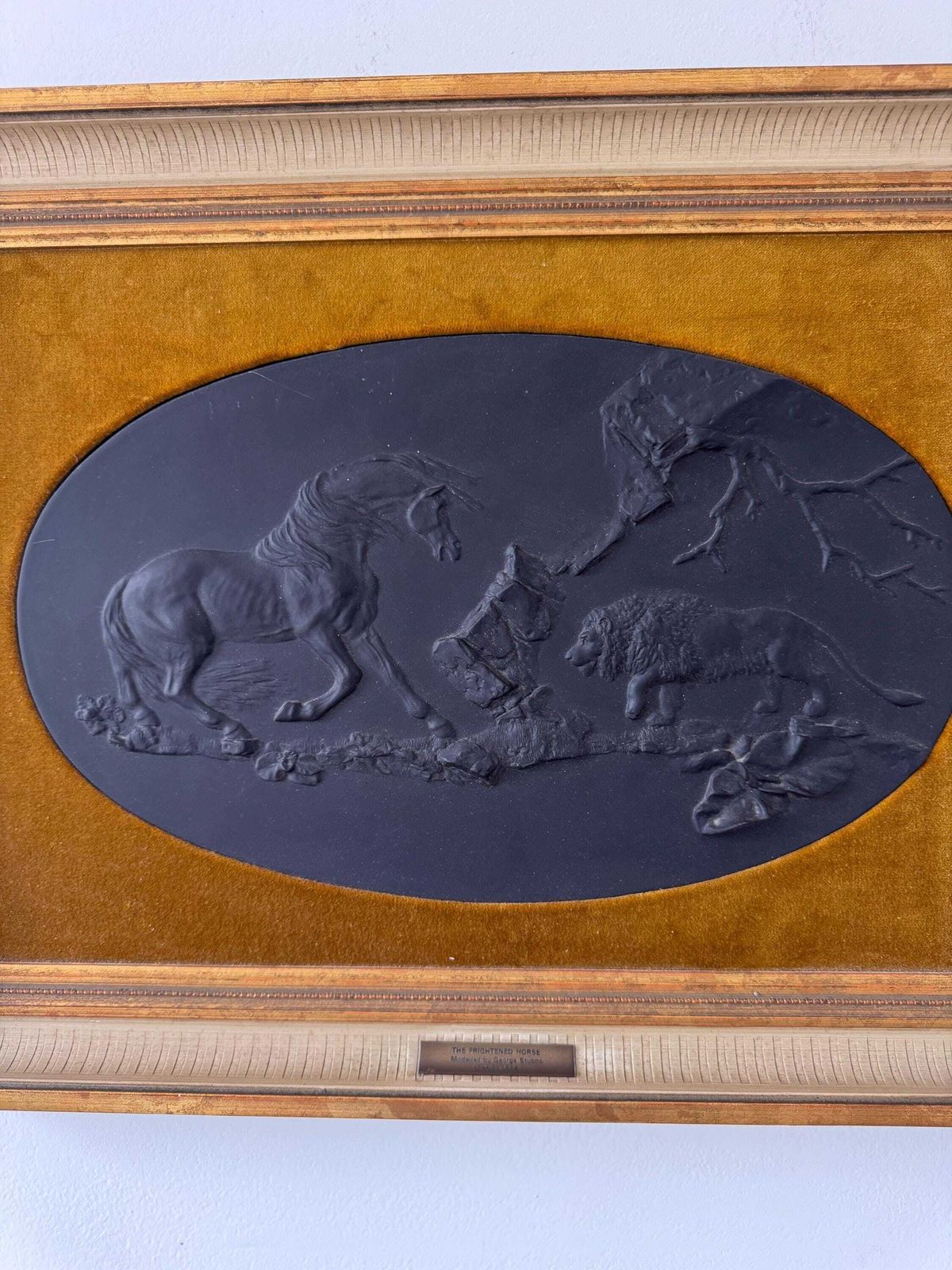 Wedgwood Limited Edition Frightened Horse After George Stubbs Basalt Plaque photo vintage