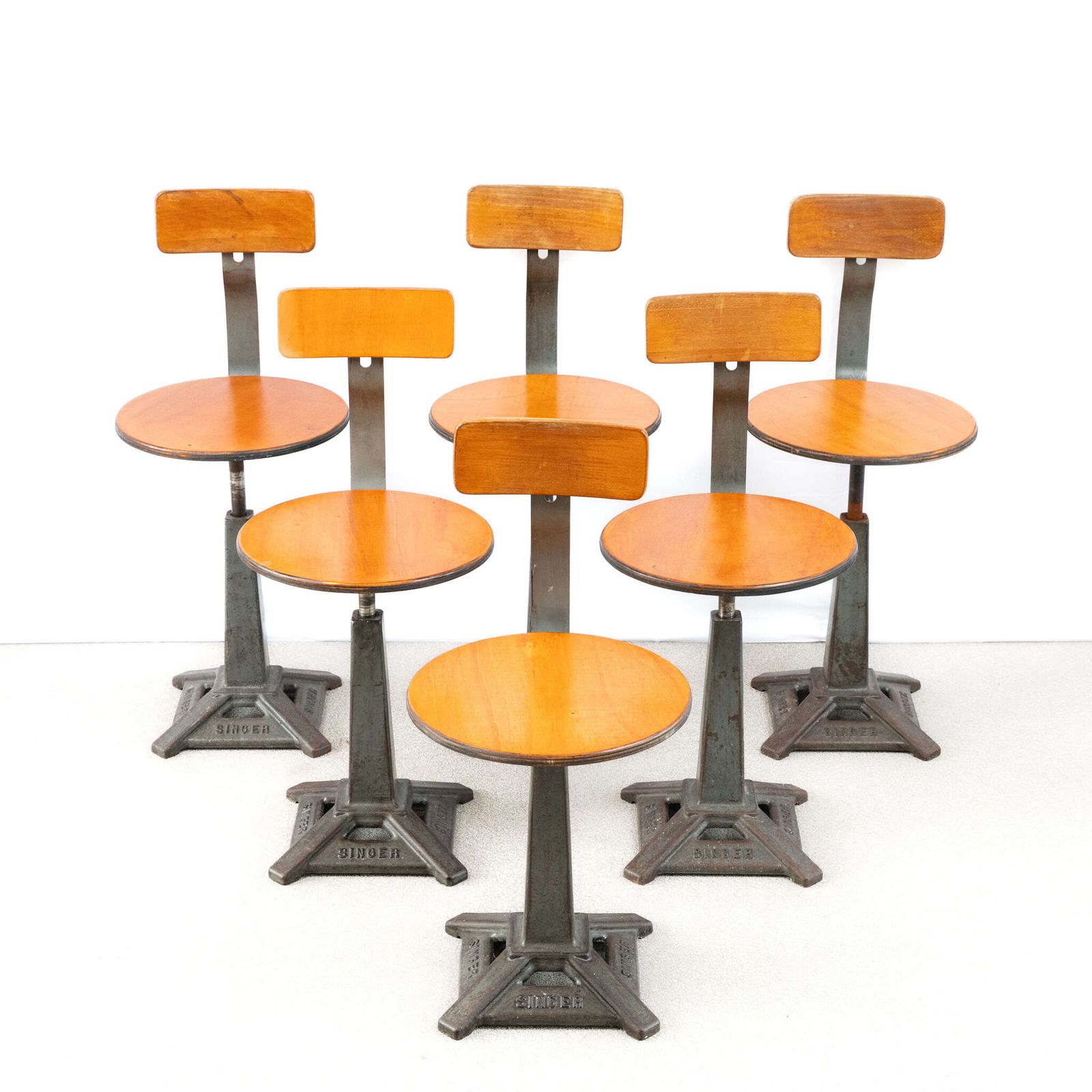 Run Of 6 Singer Machinist Chairs photo buy