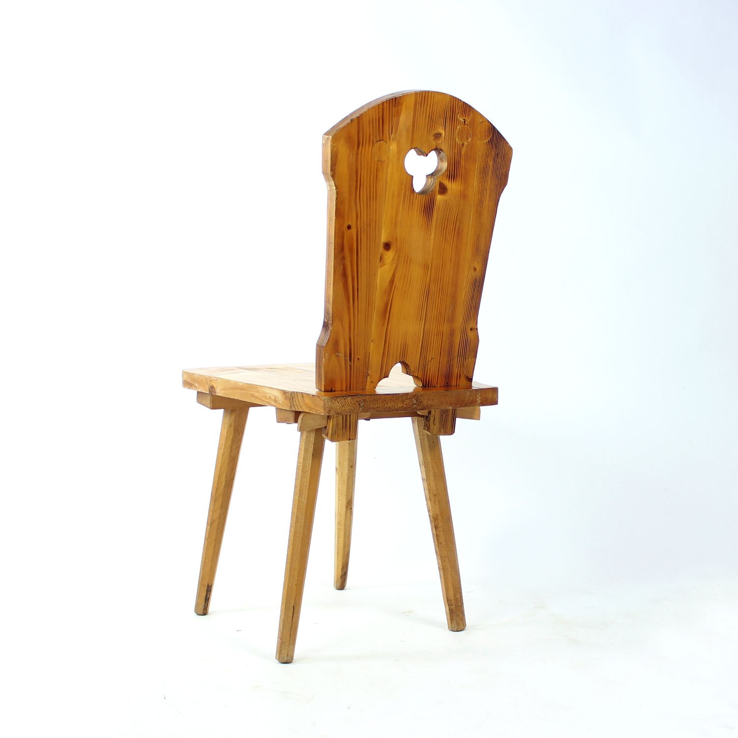 Folk Style Dining Chair In Wood, Czechoslovakia 1970s photo vintage
