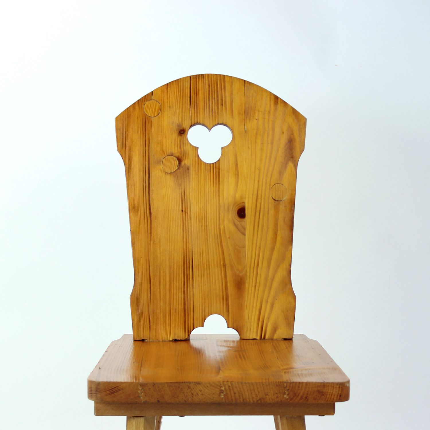photo furniture Folk Style Dining Chair In Wood, Czechoslovakia 1970s