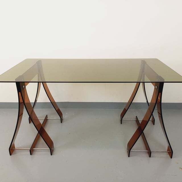 Marcello Gacita And Pierre Tiberi Desk In Smoked Glass And Plexiglass photo furniture