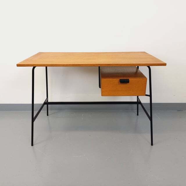 Pierre Paulin Modernist Desk In Oak And Metal photo furniture