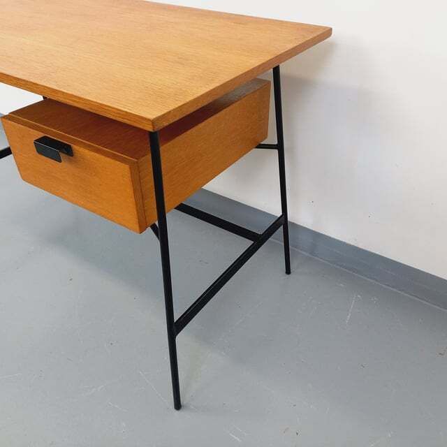 photo vinterior Pierre Paulin Modernist Desk In Oak And Metal