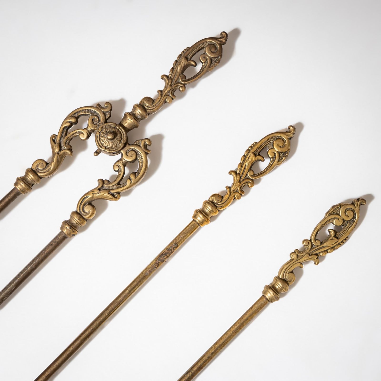 Andirons With Fireplace Tools, Late 19th Century photo for sale