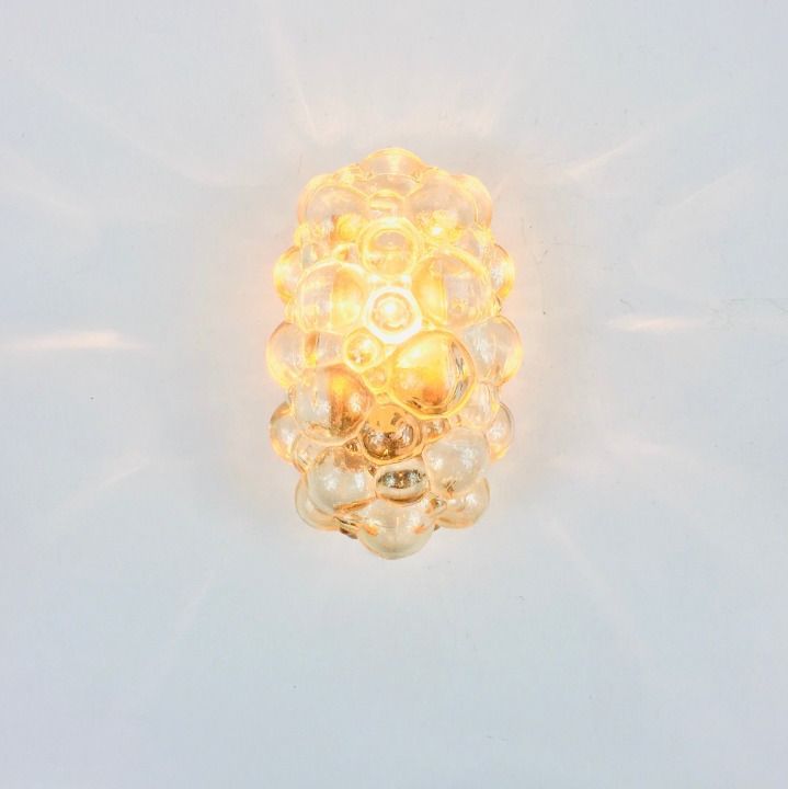 Mid Century Amber Bubble Glass Wall Light By Helena Tynell For Limburg, Germany, 1960s photo Lighting