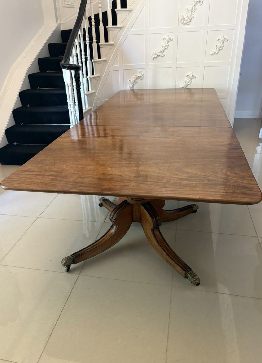 18850.0 Outstanding Quality 16 Seater Antique Figured Mahogany Two Pilar Dining Table photo