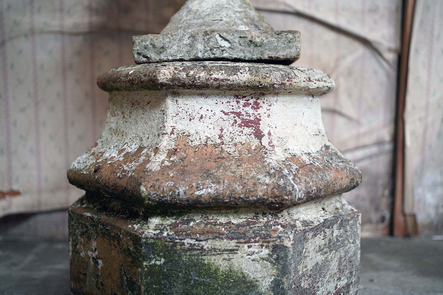 A Late 19thc Painted Stone Garden Tazza Urn On Stand C.1900 photo vintage