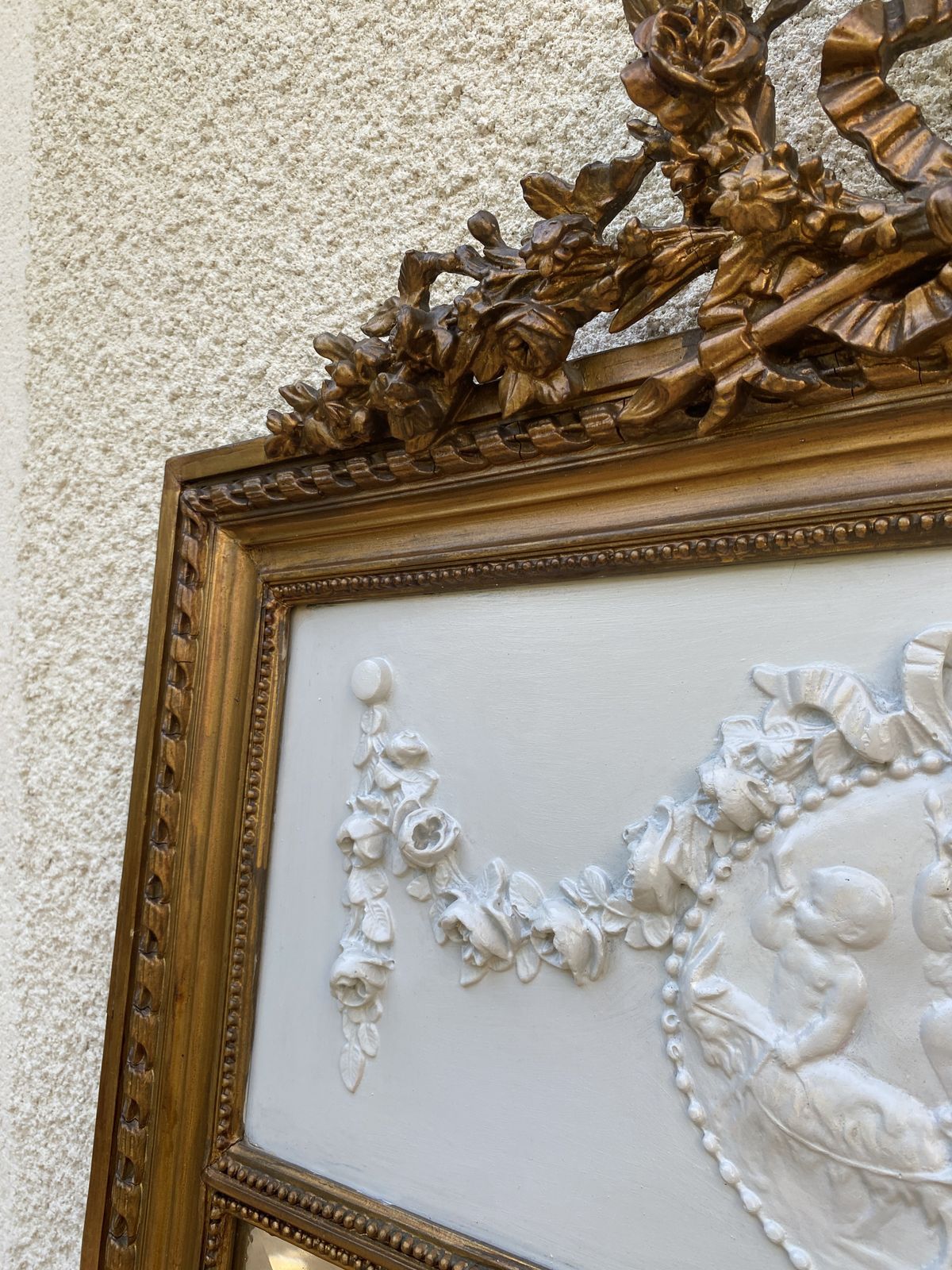 Louis XVI Style Mirror In Gilded Wood With Gold Leaf, 74x150cm photo Home Decor