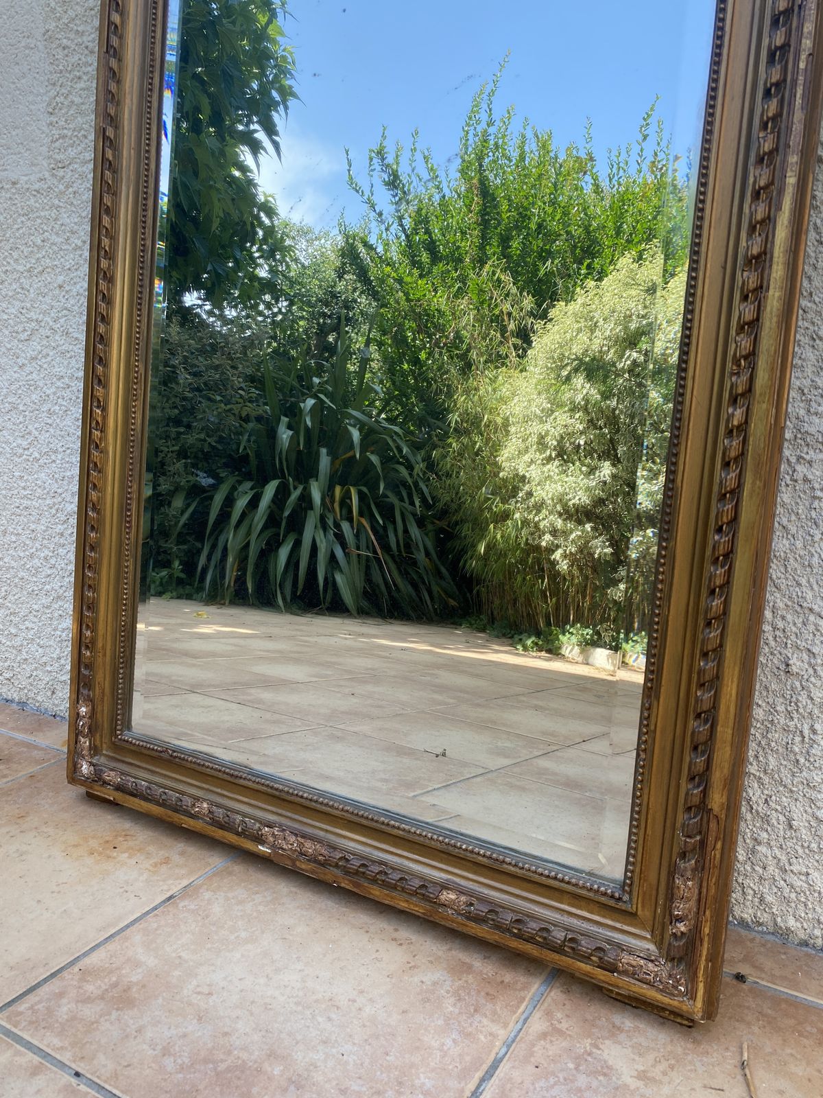 photo furniture Louis XVI Style Mirror In Gilded Wood With Gold Leaf, 74x150cm