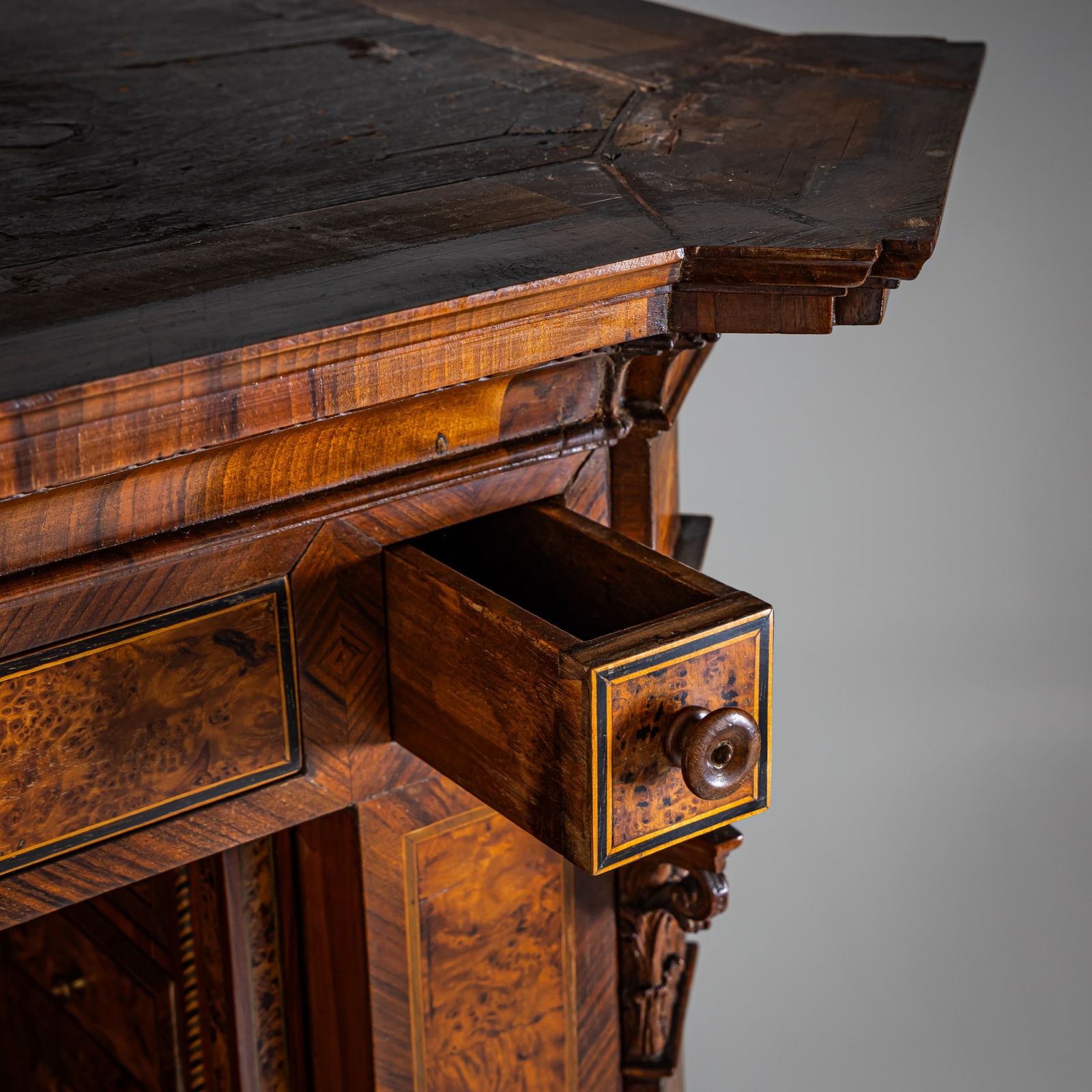 Furniture Neoclassical Cylinder Secretary Desk With Clock, Circa 1780 photo