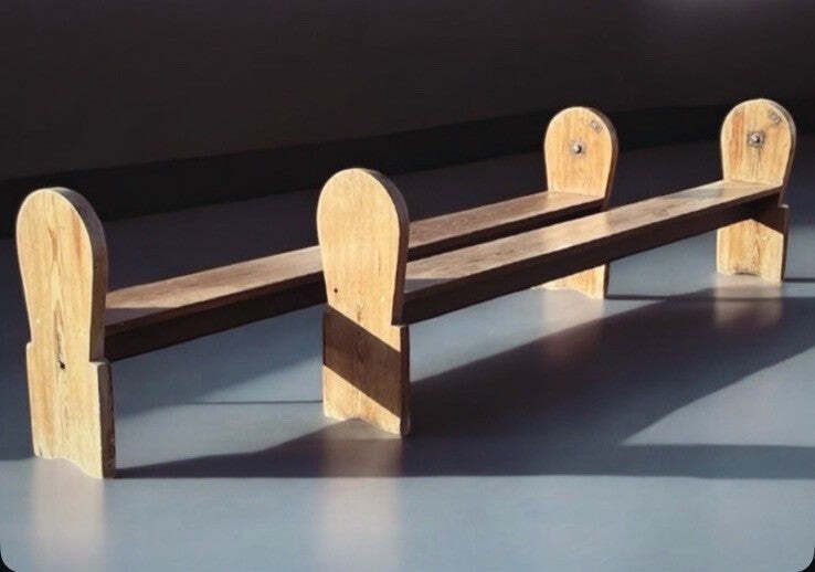 Huge Pair Of Antique Pine Benches :  260 Cms In Length. Interior Designer Pieces