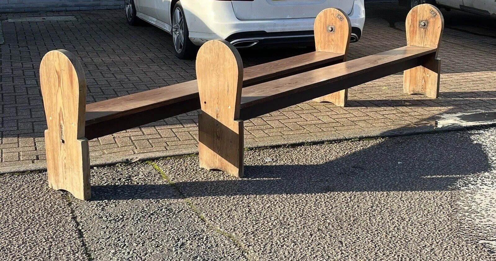 Huge Pair Of Antique Pine Benches :  260 Cms In Length. Interior Designer Pieces photo vintage