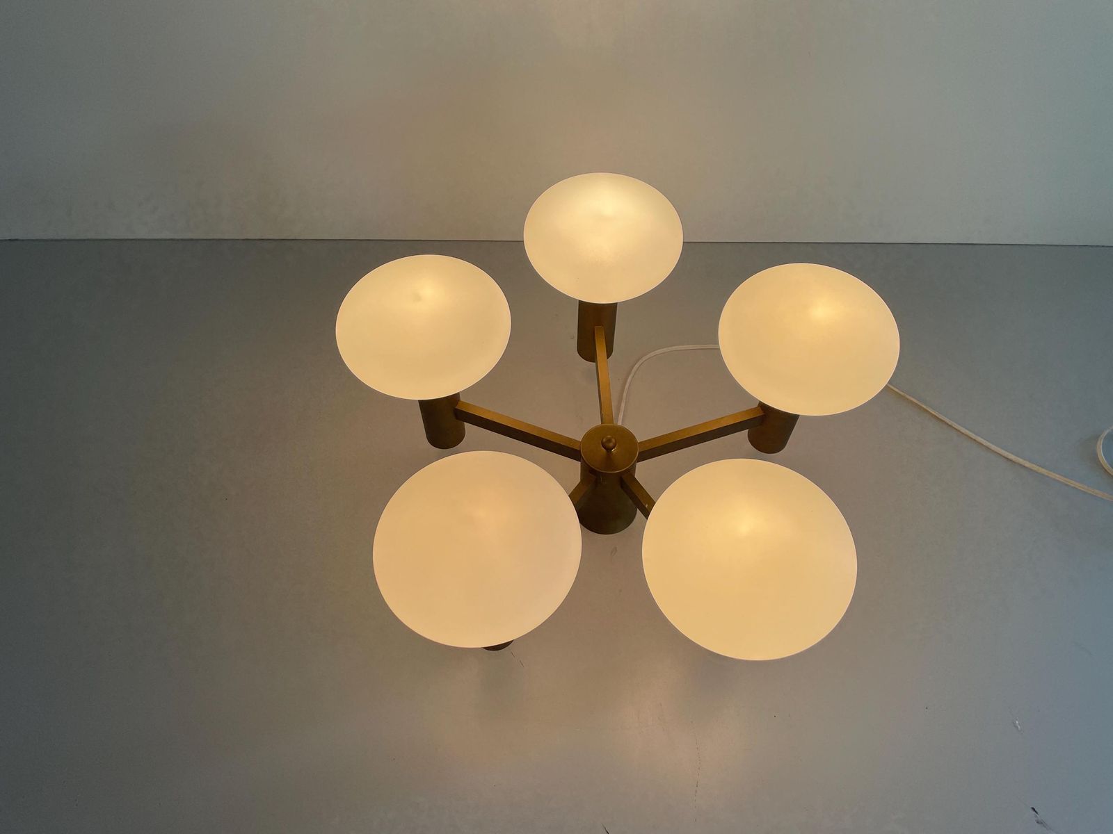 5 Ball Glass And Metal Body Atomic Flush Mount Light, 1960s, Germany photo furniture