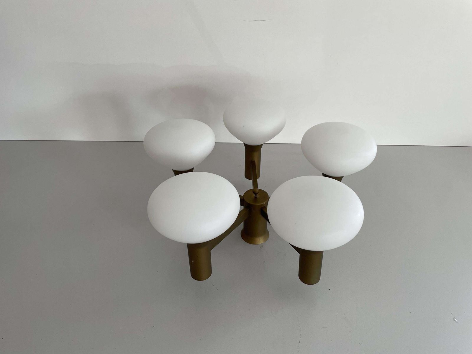 5 Ball Glass And Metal Body Atomic Flush Mount Light, 1960s, Germany photo Lighting