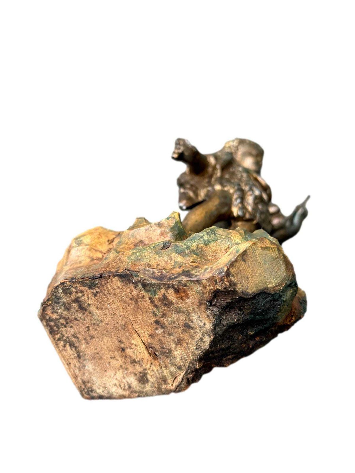 photo for sale Antique French St. John The Baptist Statue, 19th, Spelter On Polychrome Olive Wood, Religious Art, Catholic Gift