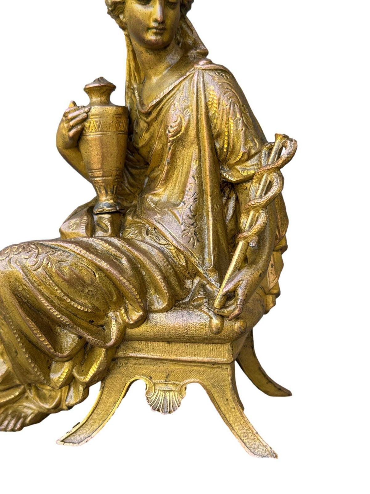 Antique French Gilded Spelter Statue, Allegory Of Commerce, 19th Prosperity Figure, Unique Gift photo for sale