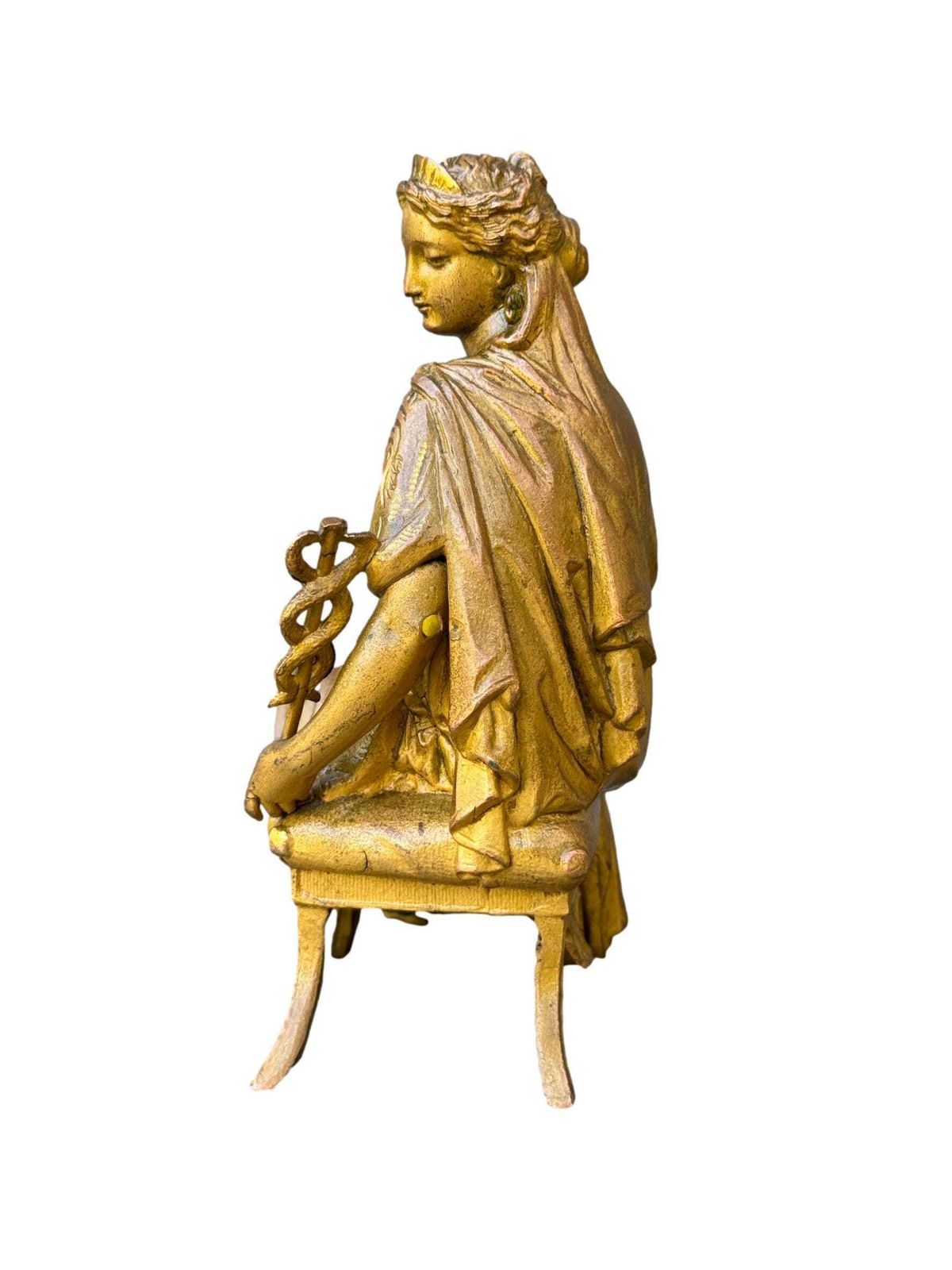 Antique French Gilded Spelter Statue, Allegory Of Commerce, 19th Prosperity Figure, Unique Gift photo vinterior