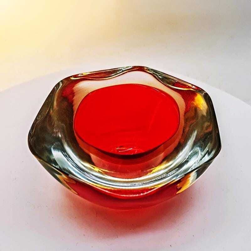 1960s Big Stunning Geode   Ashtray In Murano Glass By Flavio Poli For Seguso. Made In Italy photo Home Decor