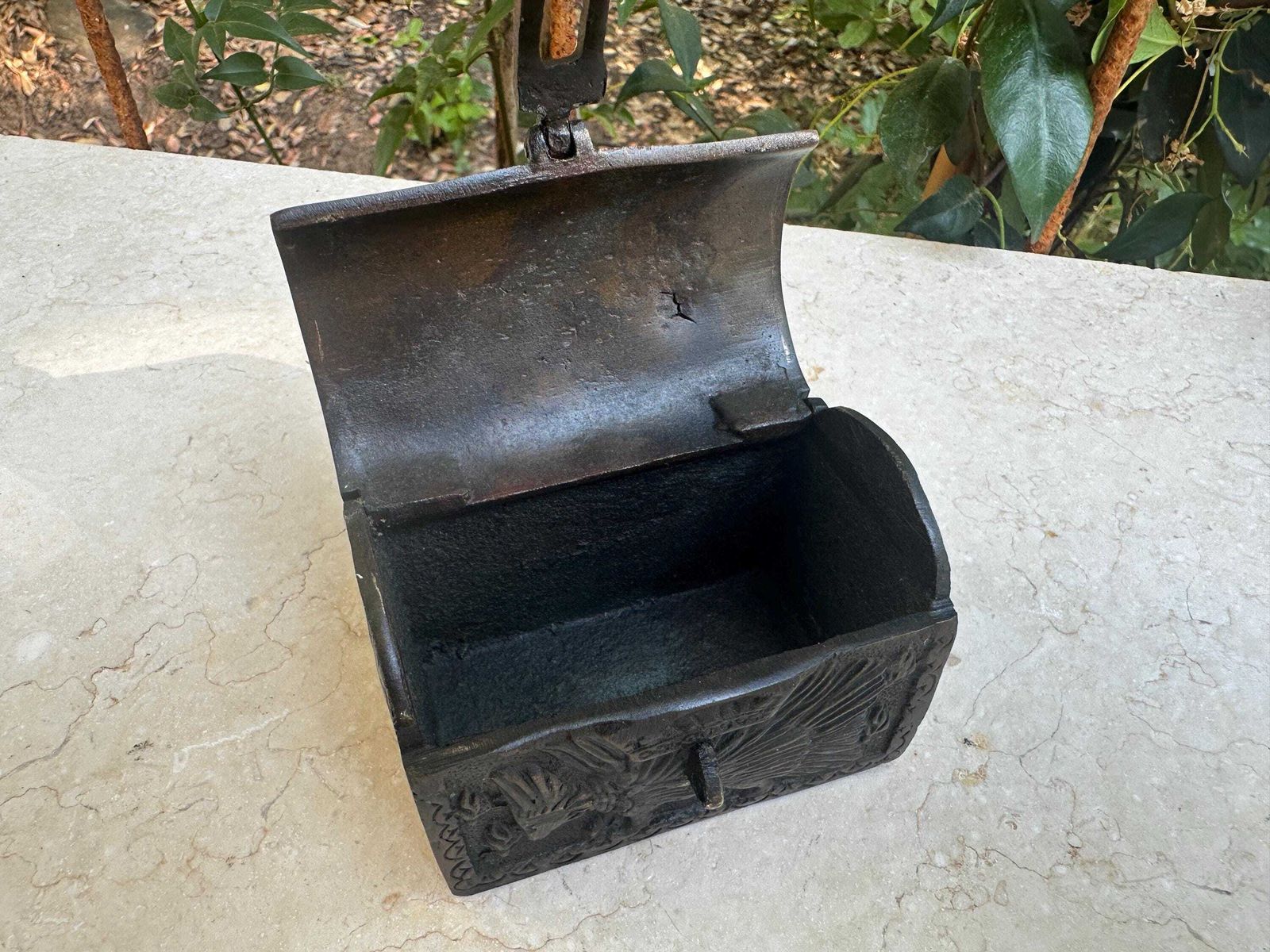 photo furniture Rare Antique Small 19th Century Bronze Box, Medieval Style, Gift For Her