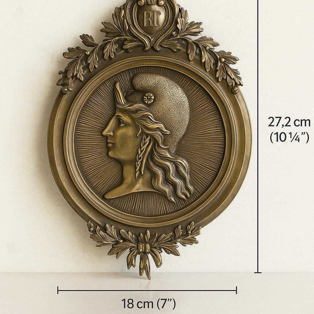 French Antique Bronze Plaque Of Marianne, Phrygian Bonnet, Rf , 1870, French Republic, Art Patriotique Xixe