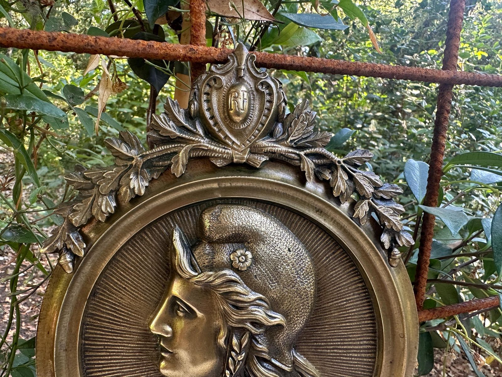 French Antique Bronze Plaque Of Marianne, Phrygian Bonnet, Rf , 1870, French Republic, Art Patriotique Xixe photo for sale