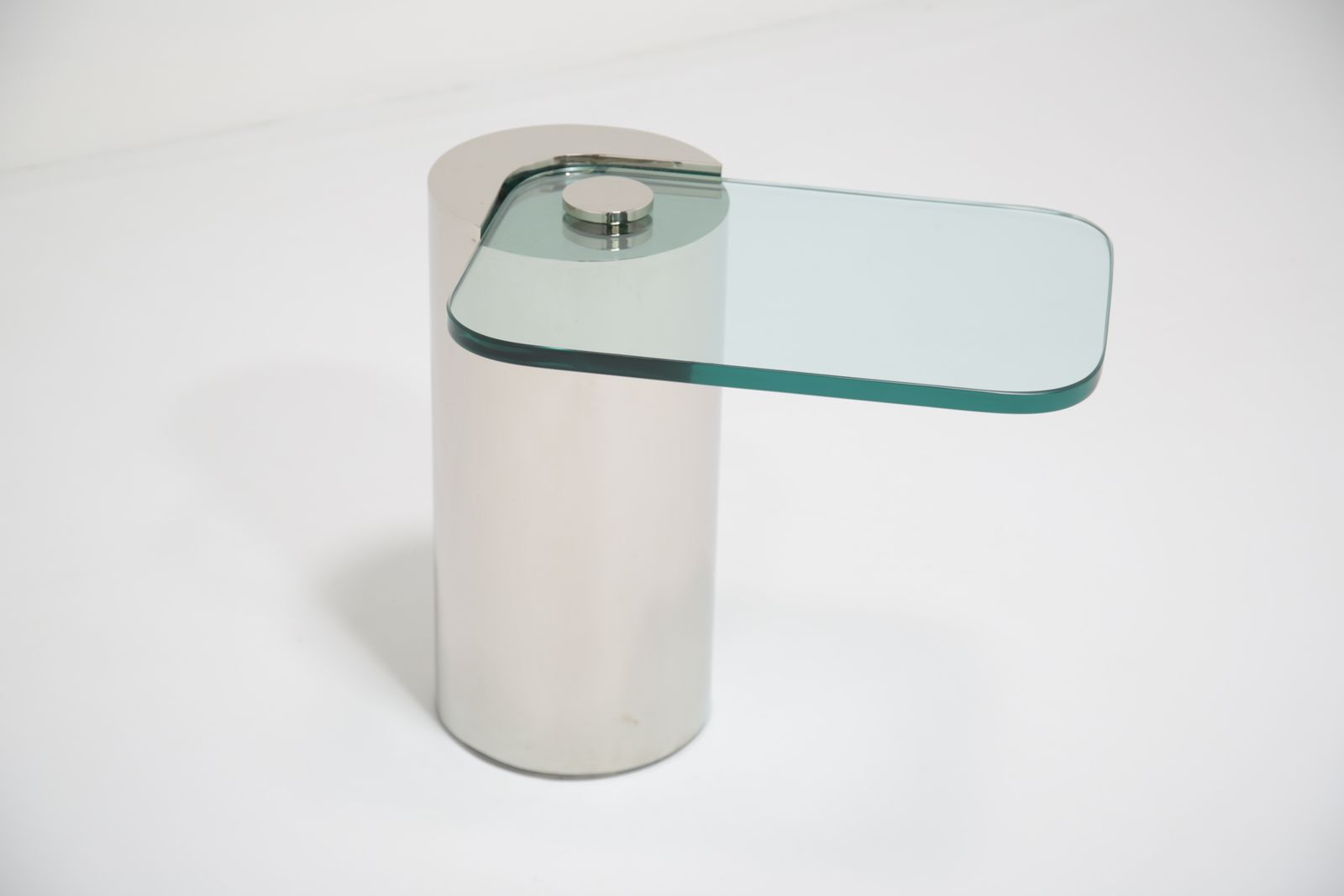 Mid Century Chrome And Glass Cantilever Cocktail Table By Karl Springer, 1970s. photo 2595.0