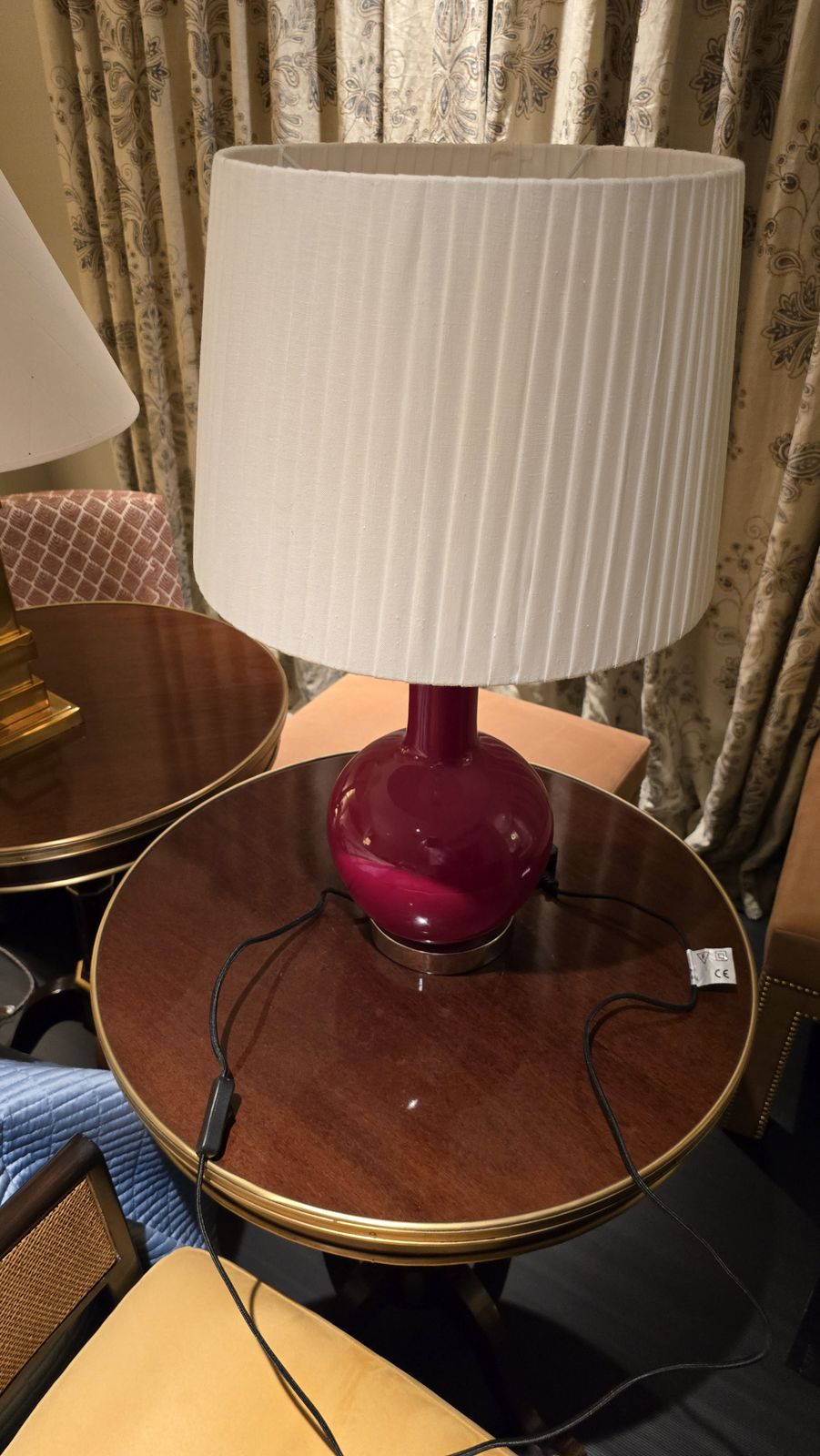 Pair Of Ox Blood Glazed Chinese Table Lamps With Metal Base photo furniture