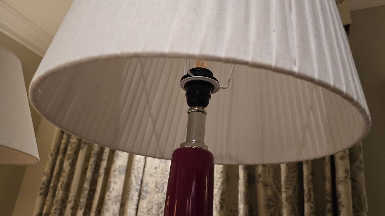 Pair Of Ox Blood Glazed Chinese Table Lamps With Metal Base photo vinterior