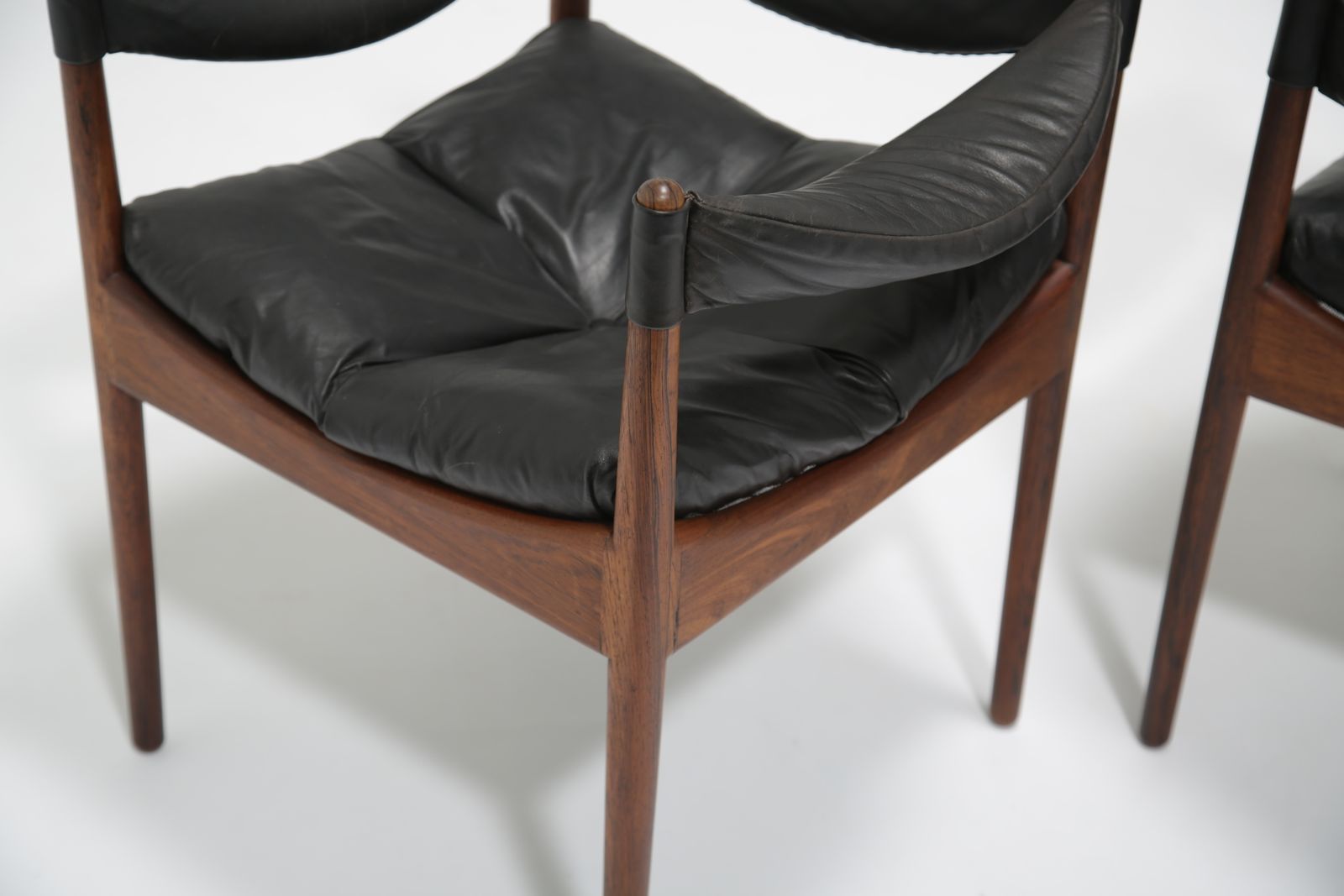 Kristian Vedel 'Modus' Eetstoelen: Set Van 8, Zeldzaam Palissander & Zwart Leer, Voor Søren Willadsen, Denemarken, Jaren 1960 photo 5850.0