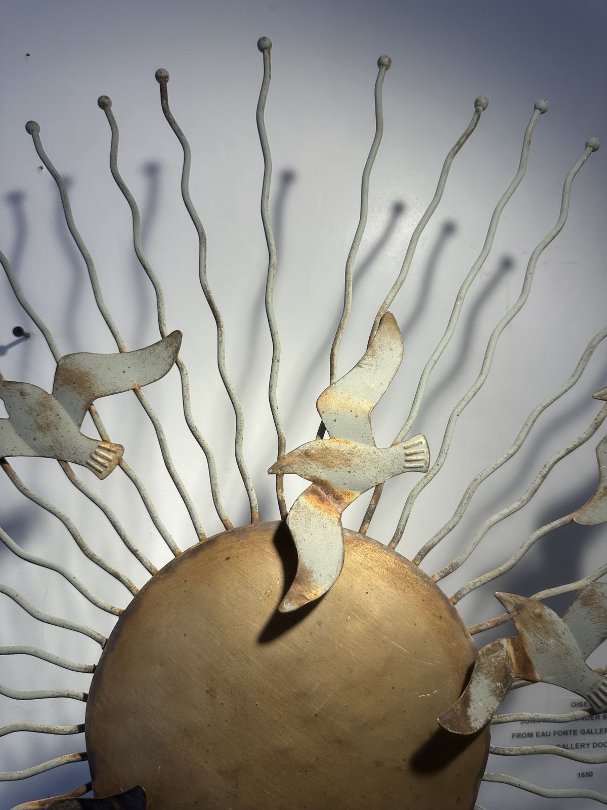 Midcentury Modern Metal Radial Sunburst Sculpture ‘Birds In Flight’, 1970 photo vintage