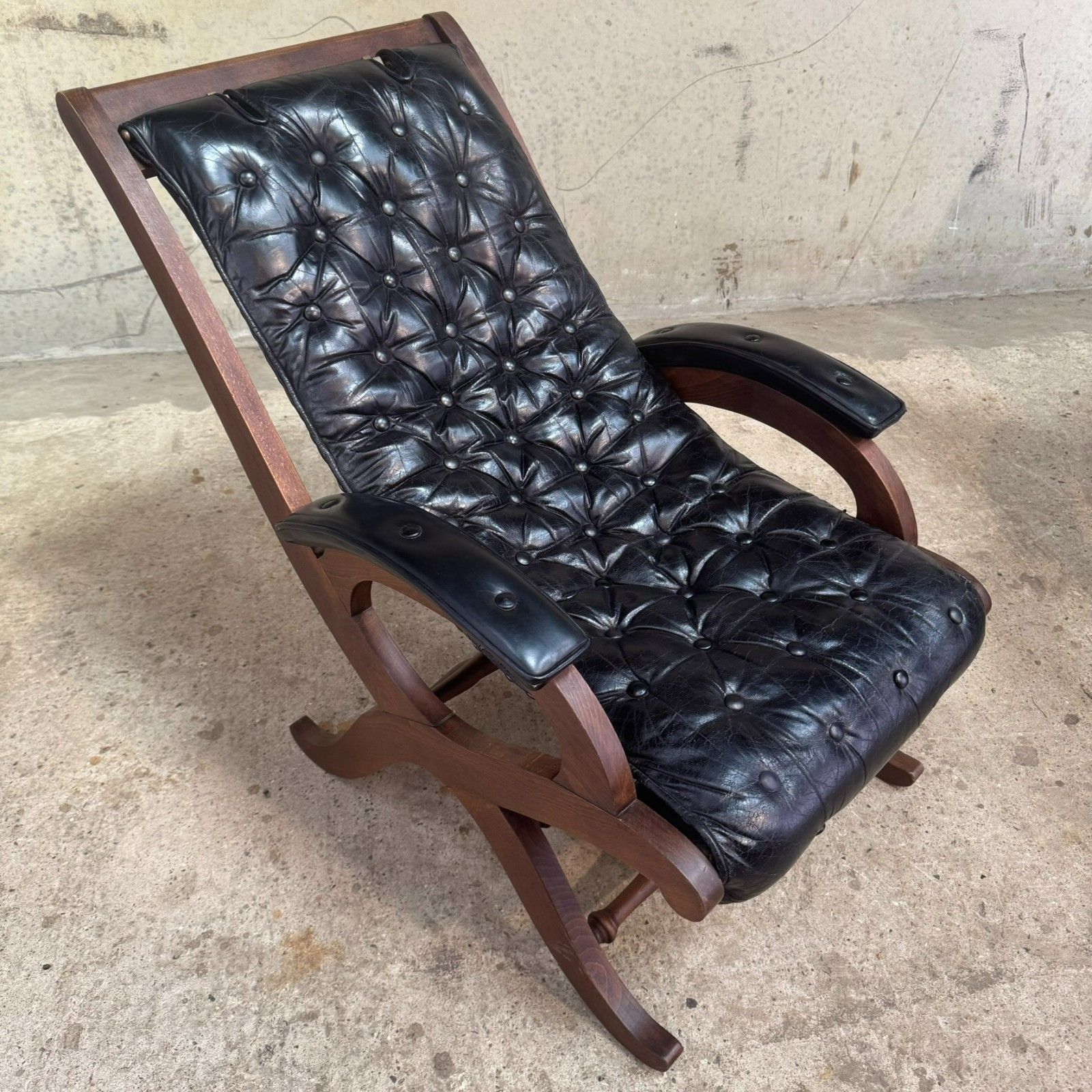 Furniture Pair Of 1940s Spanish Slipper Chairs With Footstool – Pierre Lottier For Valenti photo
