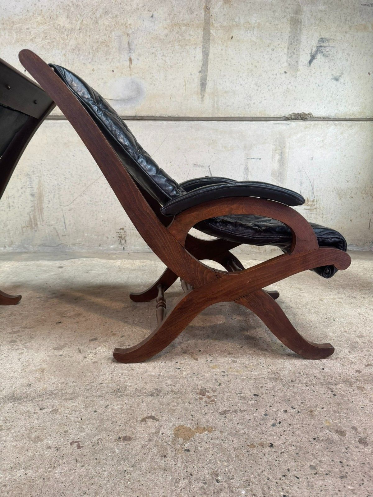 2550.0 Pair Of 1940s Spanish Slipper Chairs With Footstool – Pierre Lottier For Valenti photo