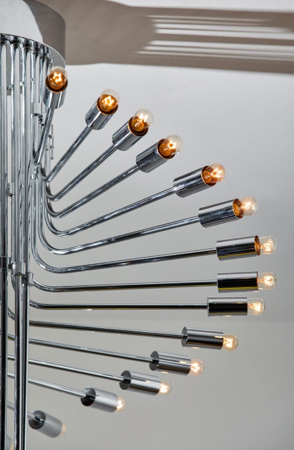 Ultra Rare Italian Spiral Chrome Chandelier By Gaetano Sciolari, 1970s photo vinterior